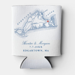 Rafraîchisseur Pour Canette Carte d'Edgartown MA Élégant Favori de Mariage Ble