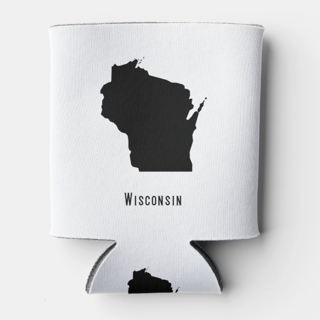 Rafraîchisseur Pour Canette Carte du Wisconsin - Noir et blanc moderne Wiscons (Devant)