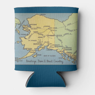 Rafraîchisseur Pour Canette Carte vintage de l'Alaska - Détroit de Bering, Nom