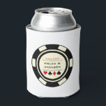 Rafraîchisseur Pour Canette Casino Poker Chip Black Cream White Vegas Mariage<br><div class="desc">Éblouissez les invités mariages avec ces jetons de poker noir et blanc personnalisées amusants peuvent refroidir! Cela ferait aussi un grand plaisir de rapporter la faveur.</div>