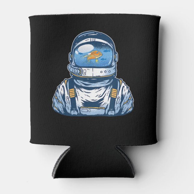 Rafraîchisseur Pour Canette Casque de pêche de l'astronaute Goldfish Spaceman (Devant)