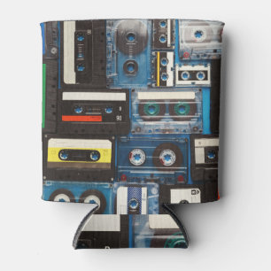 Rafraîchisseur Pour Canette Cassettes rétro : Bleu Arrière - plan Vintage.