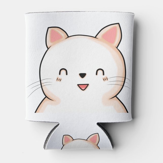 Rafraîchisseur Pour Canette Cat Little Cat Kawaii Fermé Yeux Dessin animal. (Devant)
