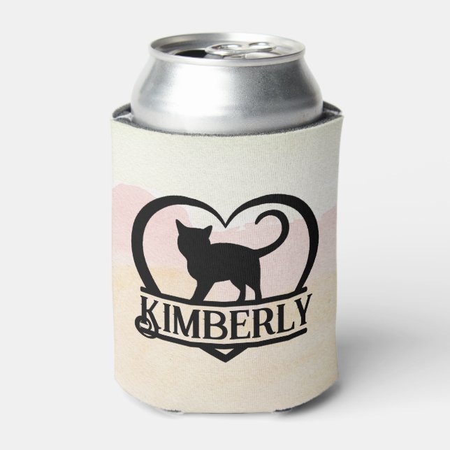 Rafraîchisseur Pour Canette Cat Silhouette Heart Split Monogram (Can devant)
