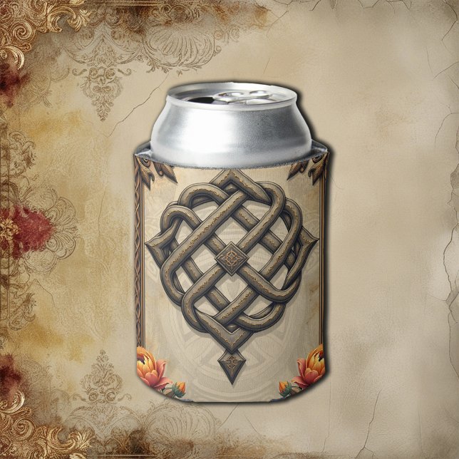 Rafraîchisseur Pour Canette Celtic art and floral splendor in warm tones.  (Créateur téléchargé)