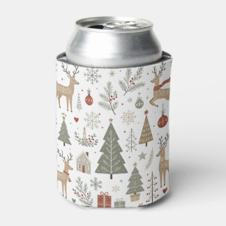 Rafraîchisseur Pour Canette Cerf de Noël scandinave et bois hivernal