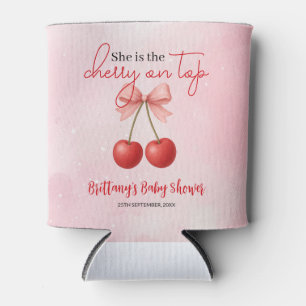 Rafraîchisseur Pour Canette Cerise sur le Baby shower de fille rose supérieur