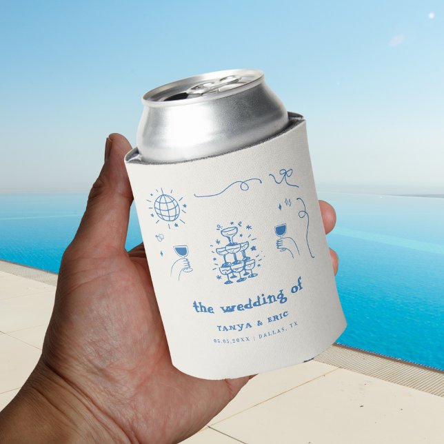 Rafraîchisseur Pour Canette Champagne Dessin À La Main Disco Mariage Faveur (Créateur téléchargé)