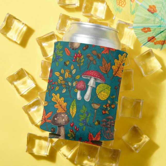 Rafraîchisseur Pour Canette Champignons d'automne, feuilles, noix et baies sur (Été in situ)