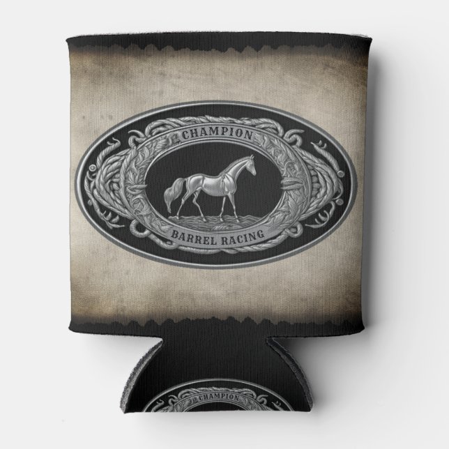 Rafraîchisseur Pour Canette Champion Barrel Racing Rodéo Pays Ouest (Devant)