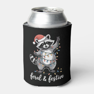 Rafraîchisseur Pour Canette Chapeau de Noël de Raton Laveur Sauvage et Festif