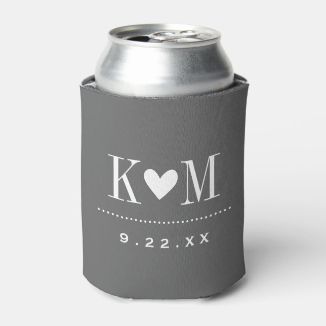 Rafraîchisseur Pour Canette Charcoal Grey Moderne Mariage Monogramme (Can devant)