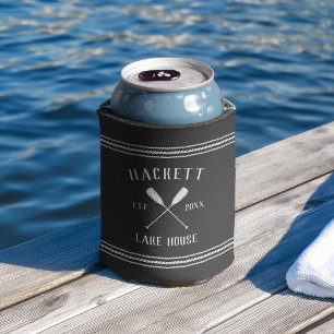 Rafraîchisseur Pour Canette Charcoal Grey Oars Rustiques Personnalisé Lake Hou