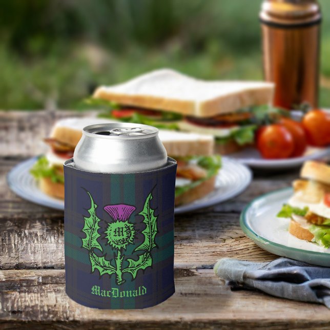 Rafraîchisseur Pour Canette Chardon écossais sur tarte foncée Nom personnalisé (Créateur téléchargé)