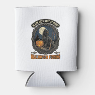 Rafraîchisseur Pour Canette Chasse Halloween Chat Vintage Design Citrouille_1