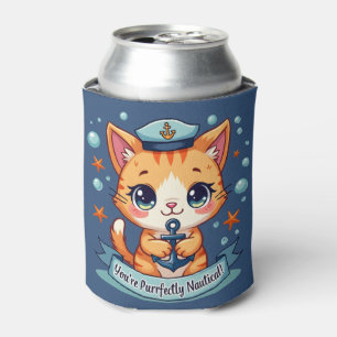 Rafraîchisseur Pour Canette Chat de navigation Kawaii Pun d'ancre