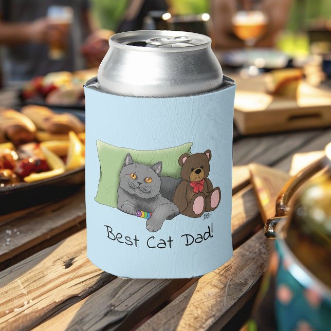 Rafraîchisseur Pour Canette Chat gris fête des pères (Créateur téléchargé)
