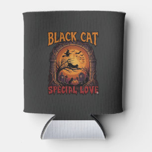Rafraîchisseur Pour Canette Chat Noir Amour Spécial Halloween Lune Sorcière Ci