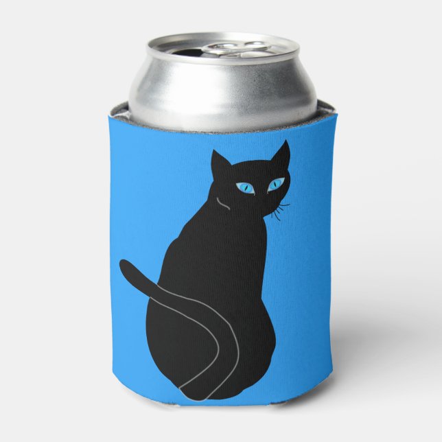 Rafraîchisseur Pour Canette Chat noir avec yeux bleus peut refroidir (Can devant)