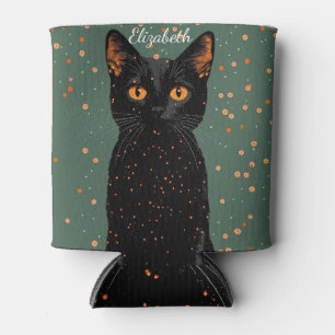 Rafraîchisseur Pour Canette Chat noir mystique avec yeux orange et Parties sci