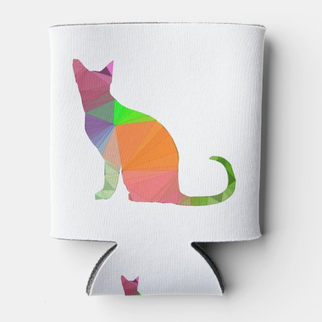 Rafraîchisseur Pour Canette Chat silhouette basse poly (Devant)