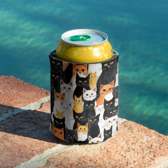 Rafraîchisseur Pour Canette Chats blancs oranges noirs (Piscine in situ)