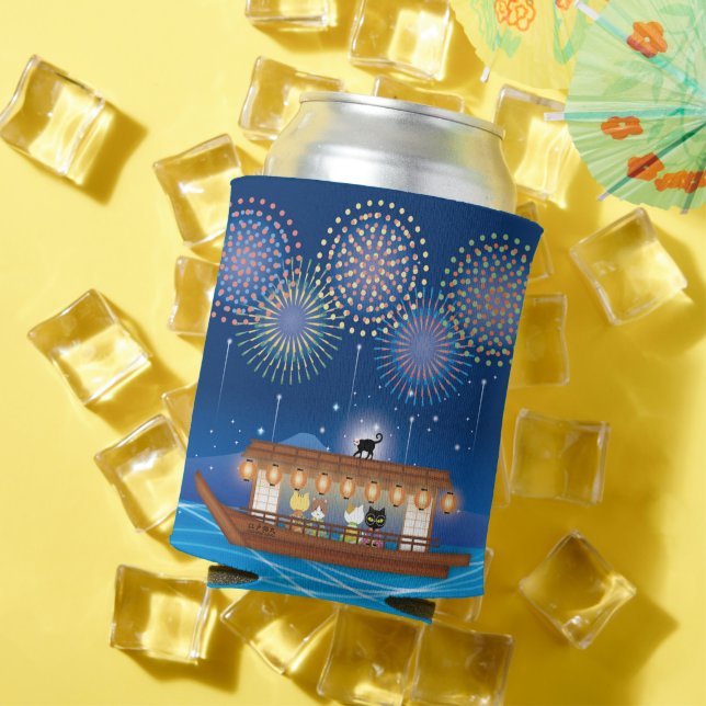 Rafraîchisseur Pour Canette Chats délicieux dans les feux d'artifice à bord d' (Été in situ)