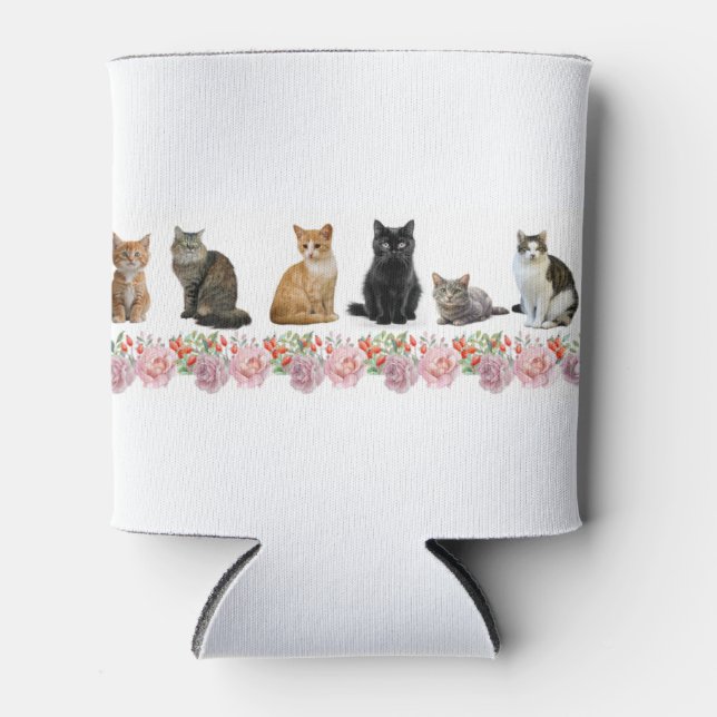 Rafraîchisseur Pour Canette Chats et Roses (Devant)