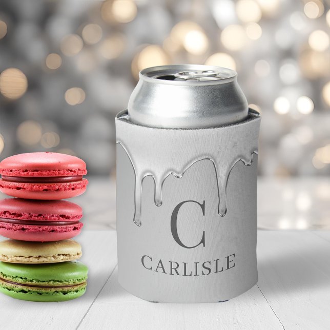Rafraîchisseur Pour Canette Chaudrage métallique Chrome Monogramme (Metallic Dripping Chrome Monogram Monogram Can Cooler)