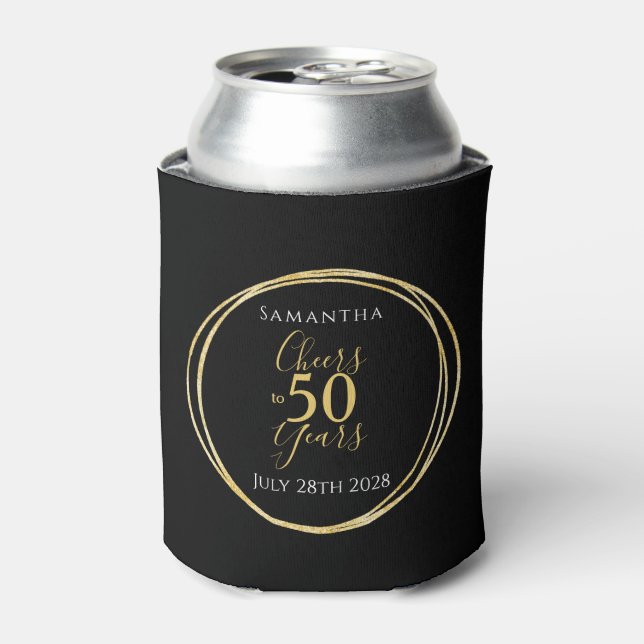 Rafraîchisseur Pour Canette Cheers to 50 Years 50th Birthday Black Gold Party (Can devant)