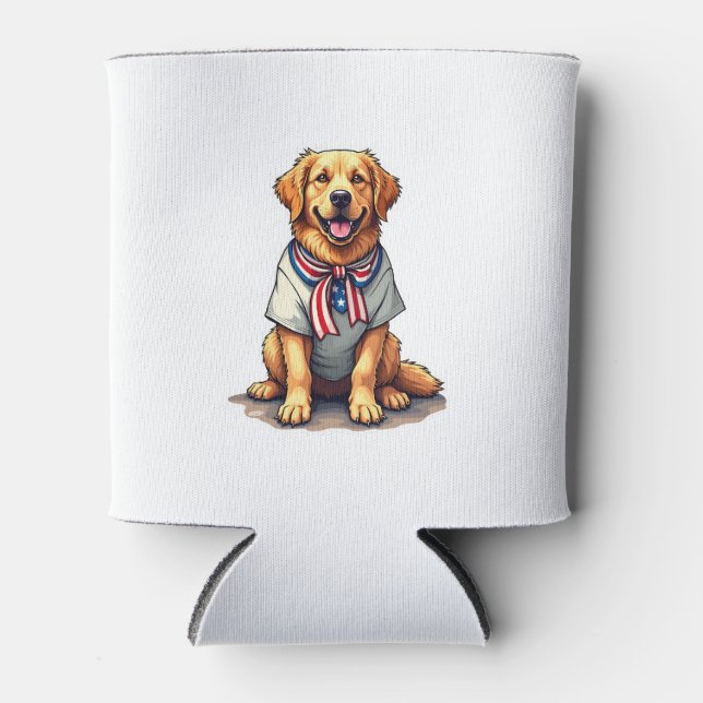 Rafraîchisseur Pour Canette Chemise à gravure vintage avec chien doré patrioti (Devant)