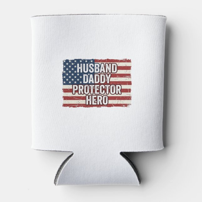 Rafraîchisseur Pour Canette Chemise de drapeau de héros protecteur de mari pat (Devant)