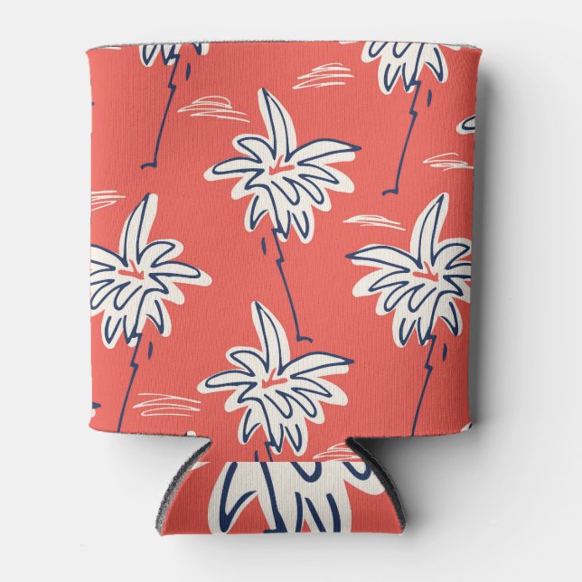Rafraîchisseur Pour Canette Chemise de plage hawaïenne, motif de doodle palm. (Devant)