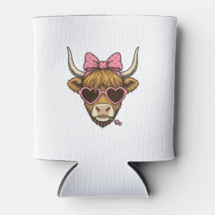 Rafraîchisseur Pour Canette Chemise Vintage Cute Highland Cow Heart Lunettes D