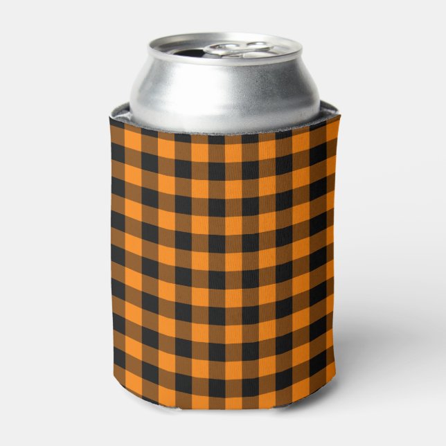 Rafraîchisseur Pour Canette Chèque de buffle noir et orange (Can devant)