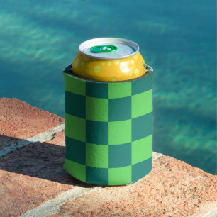 Rafraîchisseur Pour Canette Chèques couleur bleu vert rétro
