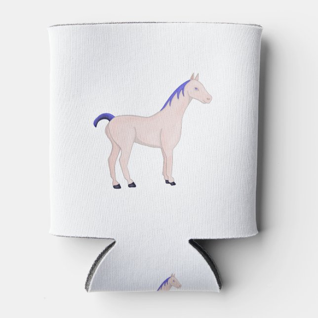 Rafraîchisseur Pour Canette Cheval avec un Mane Bleu (Devant)