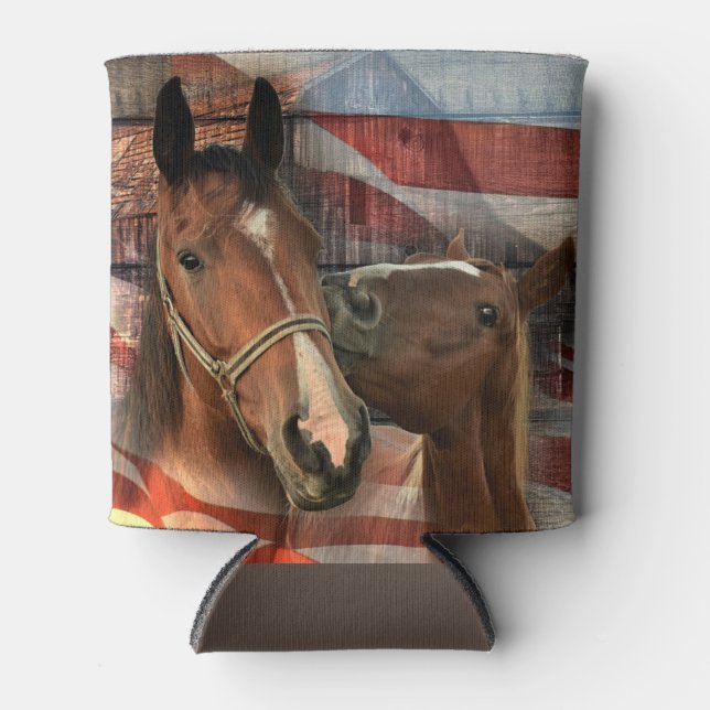 Rafraîchisseur Pour Canette Cheval Rustic Barne drapeau américain (Devant)