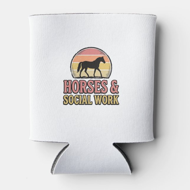 Rafraîchisseur Pour Canette Cheval & Travail Social Retro Sunset Vector Design (Devant)