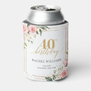 Rafraîchisseur Pour Canette Chic aquarelle fleurs rousses eucalyptus or 40e