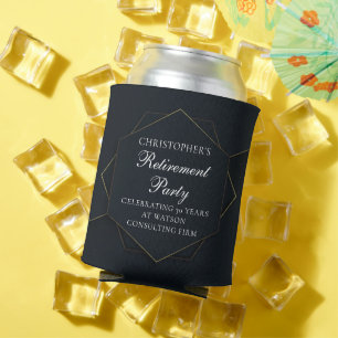 Rafraîchisseur Pour Canette Chic Black Gold Custom Retirement Party