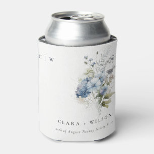Rafraîchisseur Pour Canette Chic Dusky Blue Aquarelle Cottage Floral Mariage
