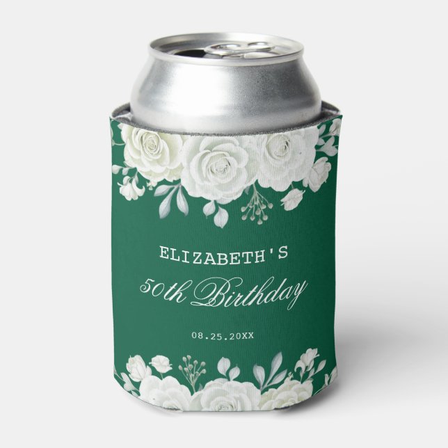 Rafraîchisseur Pour Canette Chic Green Pastel Blanc Rose vert Anniversaire (Can devant)