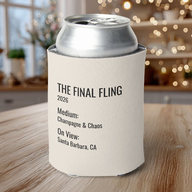 Rafraîchisseur Pour Canette Chic Minimal Museum Label Bachelorette Party Favor (Créateur téléchargé)