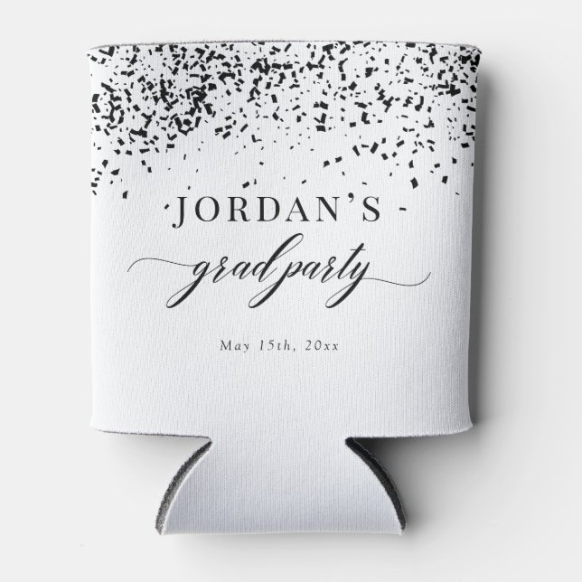 Rafraîchisseur Pour Canette Chic Script Black Confetti Graduation (Devant)