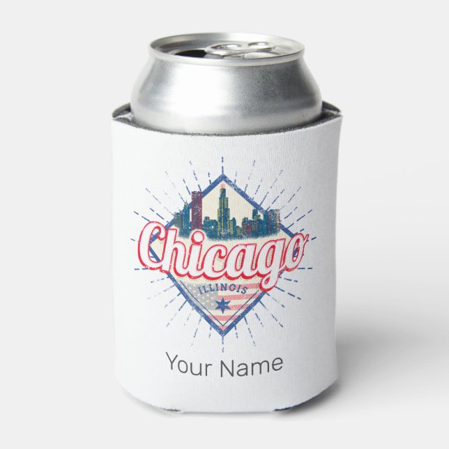 Rafraîchisseur Pour Canette Chicago Illinois États-Unis Retro Skyline États-Un (Can devant)