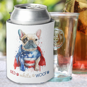 Rafraîchisseur Pour Canette Chien à tête blanche rouge du Patriotique Français