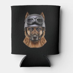 Rafraîchisseur Pour Canette Chien berger Allemand, Biker En Casque De Moto