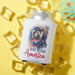 Rafraîchisseur Pour Canette Chien Patriotique-Shih tzu