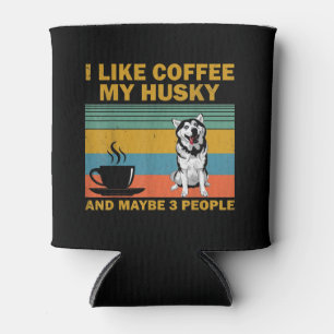 Rafraîchisseur Pour Canette Chien sibérien Husky Coffee Love Devis Cadeau